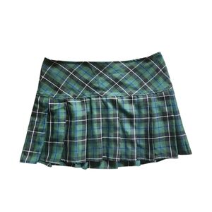 Hot Topic Green Plaid Mini Skirt